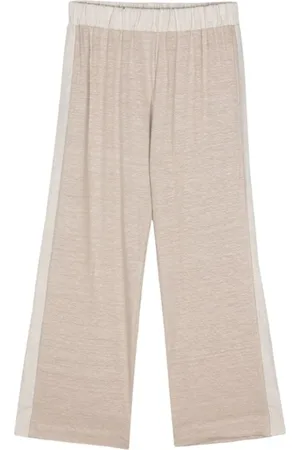 LE TRICOT PERUGIA Spodnie, Kobieta, Beżowy, M, Len, Linen Blend Cropped Trousers
