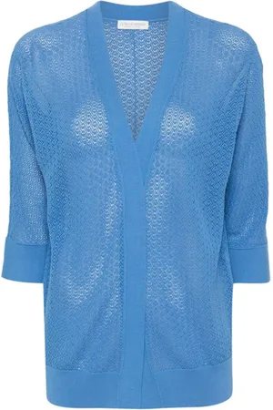 LE TRICOT PERUGIA Swetry, Kobieta, Niebieski, XL, Niebieski Sweter z Otwartym Dzianiem