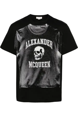 Alexander McQueen Koszulki, Mężczyzna, Czarny, M, Czarna Koszulka z Logo z Bawełny
