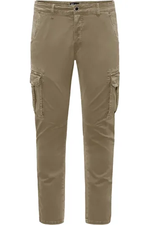 Bomboogie Spodnie, Mężczyzna, Zielony, W38, Bawełna, Spodnie Cargo Slim Fit