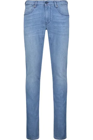 RE-HASH Jeansy, Mężczyzna, Niebieski, W38, Denim, Spodnie Slim-Fit z Niebieskiego Denimu