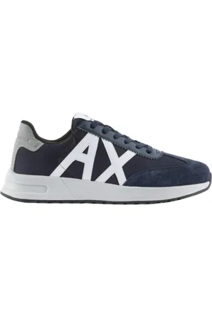 Armani Exchange Buty, Mężczyzna, Niebieski, 43 EU, Wielokolorowe Skórzane Sneakersy Męskie