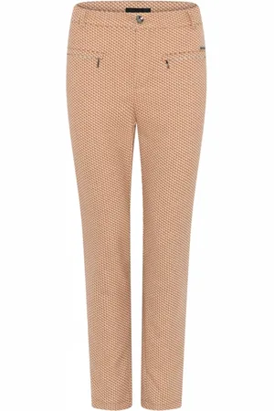 C.ro Spodnie, Kobieta, Beżowy, L, Bawełna, Spodnie Jacquard Zip 7/8 Pomarańczowe