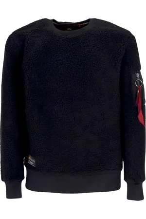 Alpha Industries Bluzy, Mężczyzna, Czarny, XL, Przytulny Teddy Crewneck Sweatshirt