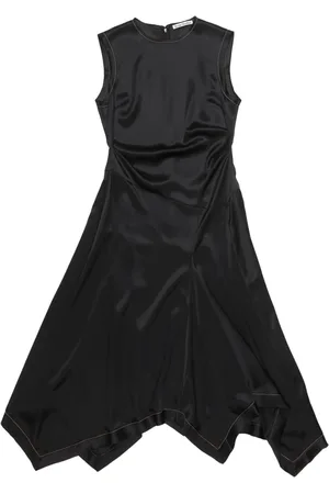 Acne Studios Sukienki, Kobieta, Czarny, S, Poliester, Czarna satynowa sukienka bez rękawów