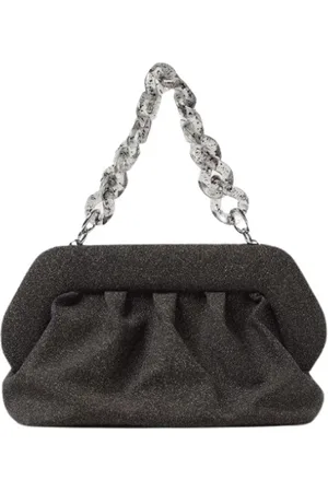 THEMOIRÈ Torebki, Kobieta, Czarny, ONE SIZE, Czarna Korkowa Torebka Clutch z Materiału Wegańskiego