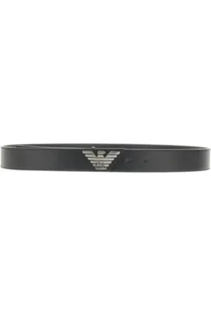 Emporio Armani Akcesoria, Mężczyzna, Czarny, 110 CM, Skóra, Pasek Plate Czarny Skóra