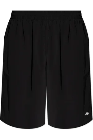Balenciaga Szorty, Mężczyzna, Czarny, M, Len, Szorty z nadrukowanym logo
