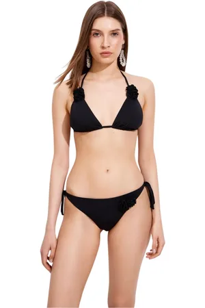 Twin-Set Stroje kąpielowe, Kobieta, Czarny, M, Czarny Morze Glamour Trójkątny Kostium Kąpielowy