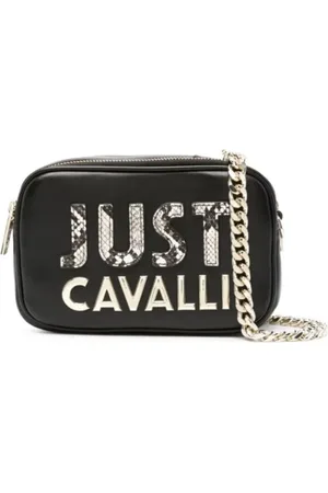 Roberto Cavalli Torebki, Kobieta, Czarny, ONE SIZE, Torba z wyciętym logo i szkicem