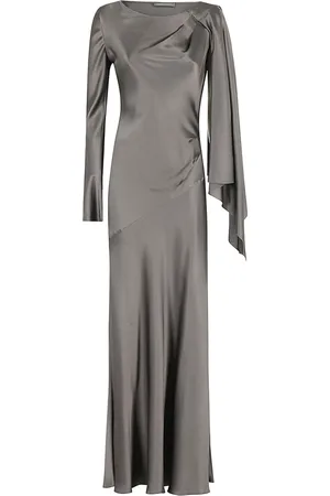 Alberta Ferretti Sukienki, Kobieta, Szary, M, Elegancka Sukienka Satynowa