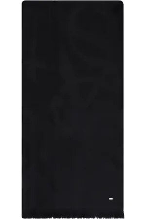 Saint Laurent Akcesoria, Kobieta, Czarny, ONE SIZE, Czarny Wełniany Szal z Logo YSL