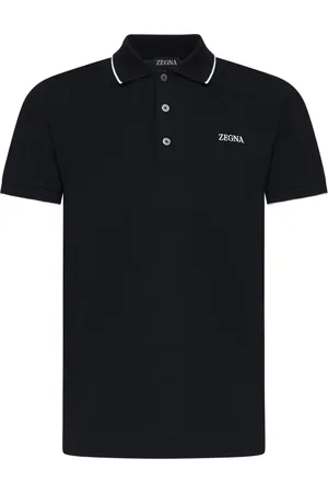 Ermenegildo Zegna Koszulki, Mężczyzna, Czarny, L, Bawełna, Czarna koszulka polo z haftowanym logo