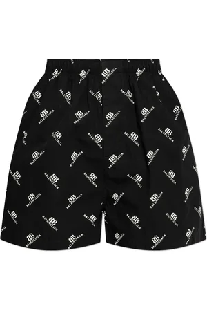Balenciaga Szorty, Mężczyzna, Czarny, S, Bawełna, Szorty z nadrukowanym monogramem