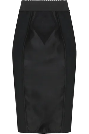 Dolce & Gabbana Spódnice, Kobieta, Czarny, M, Czarna Spódnica Marquisette Satinowa Koronkowa