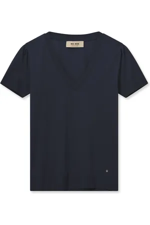 Mos Mosh Koszulki, Kobieta, Czarny, M, Bawełna, T-shirt z dekoltem w kształcie litery V w kolorze granatowym