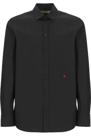 Moschino Koszule, Mężczyzna, Czarny, 2XL, Czarna Bawełniana Koszula z Kołnierzem