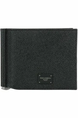 Dolce & Gabbana Akcesoria, Mężczyzna, Czarny, ONE SIZE, Czarna Skórzana Portmonetka z Logo