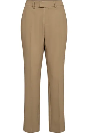 Mos Mosh Spodnie, Kobieta, brązowy, 2XL, Poliester, Spodnie Slim-fit z Klasycznym Prasowaniem