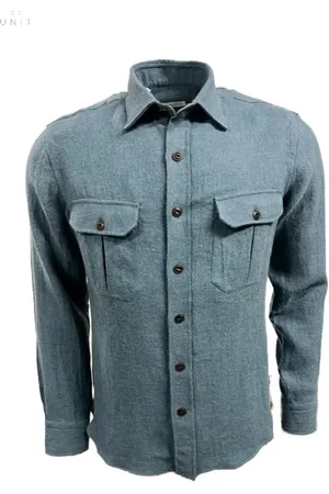 SALVATORE PICCOLO Koszule, Mężczyzna, Niebieski, 3XL, Wełna, Ramie Len Wełna Overshirt Niebieski