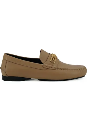 VERSACE Buty, Mężczyzna, Beżowy, 40 EU, Beżowe Skórzane Mokasyny