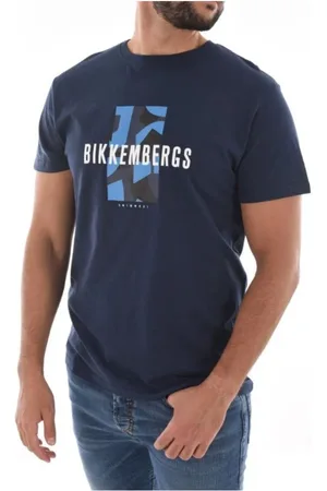 Bikkembergs Koszulki, Mężczyzna, Niebieski, 2XL, Męski T-shirt z nadrukiem logo