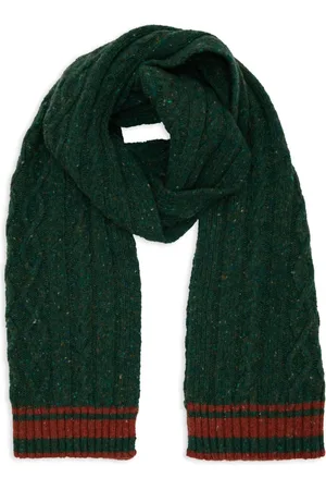 Gallo Akcesoria, unisex, Zielony, ONE SIZE, Zielony szal z wełny z wzorem Aran
