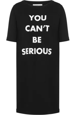 Moschino Sukienki, Kobieta, Czarny, S, Czarne sukienki z nadrukiem You Can