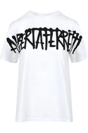 Alberta Ferretti Koszulki, Kobieta, Biały, M, Graffiti Logo Print T-shirt