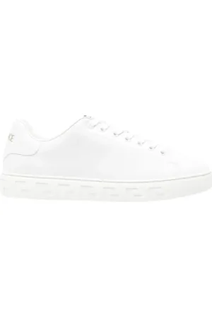 VERSACE Buty, Mężczyzna, Biały, 40 EU, Białe Sneakersy Greca Detalje Logo Patch