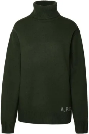 A.P.C. Swetry, Kobieta, Zielony, M, Haftowany Logo Golf Military