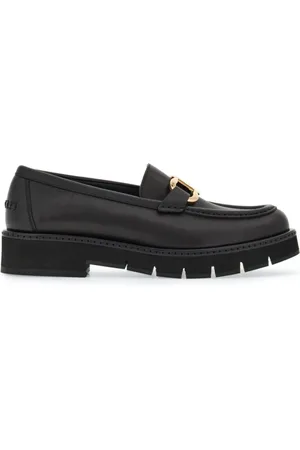 Salvatore Ferragamo Buty, Kobieta, Czarny, 40 EU, Skóra, Czarne płaskie buty z klamrą Gancini