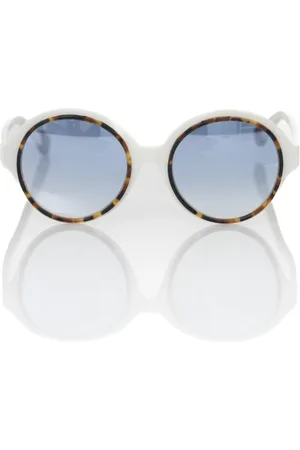 FRANKIE MORELLO Akcesoria, unisex, Wielobarwność, ONE SIZE, Okrągłe białe okulary przeciwsłoneczne z niebieską soczewką gradientową