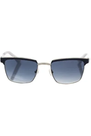 FRANKIE MORELLO Akcesoria, unisex, Wielobarwność, ONE SIZE, Skóra, Okulary Przeciwsłoneczne Clubmaster Czarny Skóra Niebieska Soczewka