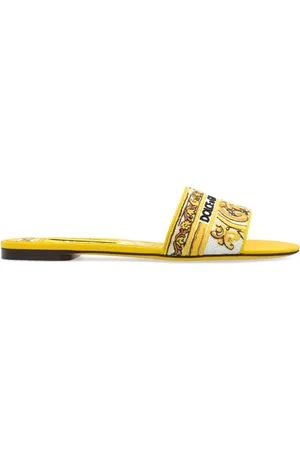 Dolce & Gabbana Buty, Kobieta, Żółty, 36 EU, Klapki z logo