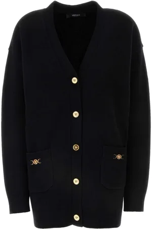 VERSACE Swetry, Kobieta, Czarny, XS, Stylowy Czarny Sweter z Wełny
