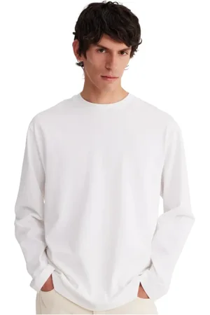 Rohe Koszulki, Mężczyzna, Biały, M, Bawełna, Biała Oversize Koszulka z Długim Rękawem
