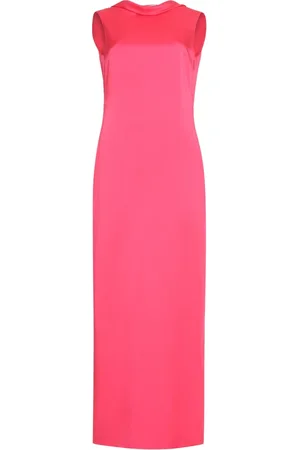 VERSACE Sukienki, Kobieta, Różowy, S, Drapowana Sukienka Sheath z Rozcięciem z Tyłu