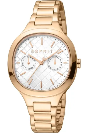 ESPRIT Akcesoria, Kobieta, Żółty, ONE SIZE, Analogowy zegarek ze stali nierdzewnej z datą