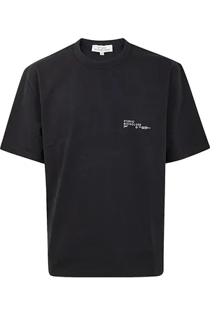 STUDIO NICHOLSON Koszulki, Mężczyzna, Czarny, M, Czarna Koszulka Boxy Fit z Logo