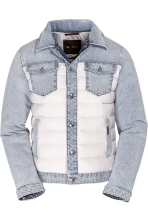 MOORER Kurtki, Mężczyzna, Niebieski, S, Denim, Kurtka dżinsowa z pikowanym puchem