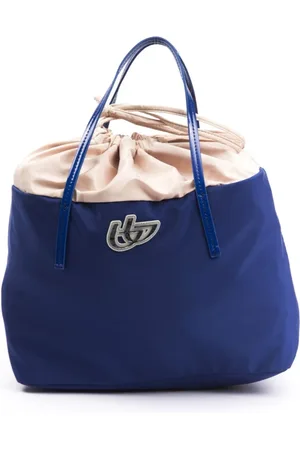 Byblos Torebki, Kobieta, Niebieski, ONE SIZE, Niebieska Torba Shopper z Dodatkami z Lakierowanej Skóry