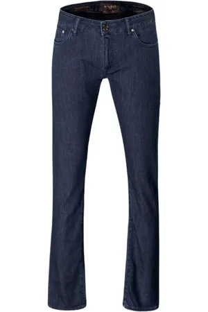 MOORER Jeansy, Mężczyzna, Niebieski, W32, Denim, Japońskie Komfortowe Spodnie Denim