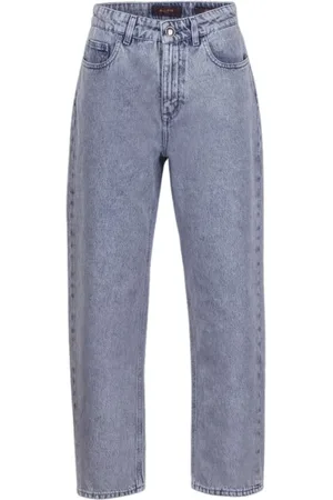 MOORER Jeansy, Kobieta, Niebieski, W27, Denim, Indigo Denim Spodnie z Pięcioma Kieszeniami
