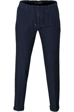 MOORER Jeansy, Mężczyzna, Niebieski, 3XL, Denim, Lekkie Japońskie Komfortowe Spodnie Chino z Denimu
