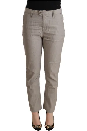 Cycle Spodnie, Kobieta, Szary, W29, Nylon, Eleganckie Jasnoszare Spodnie Tapered z Lnu