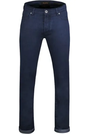 MOORER Jeansy, Mężczyzna, Niebieski, W32, Denim, Głęboki Granatowe Jeansyy 5-Kieszeniowe
