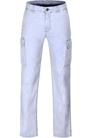 MOORER Jeansy, Mężczyzna, Niebieski, XL, Denim, Sportowe Spodnie Cargo w Jasnym Denimie