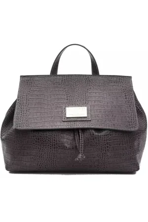 POMPEI DONATELLA Torebki, Kobieta, Szary, ONE SIZE, Skóra, Konwertowalna torba skórzana z nadrukiem krokodyla