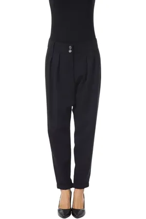 Byblos Spodnie, Kobieta, Czarny, L, Eleganckie Czarne Spodnie Oversize